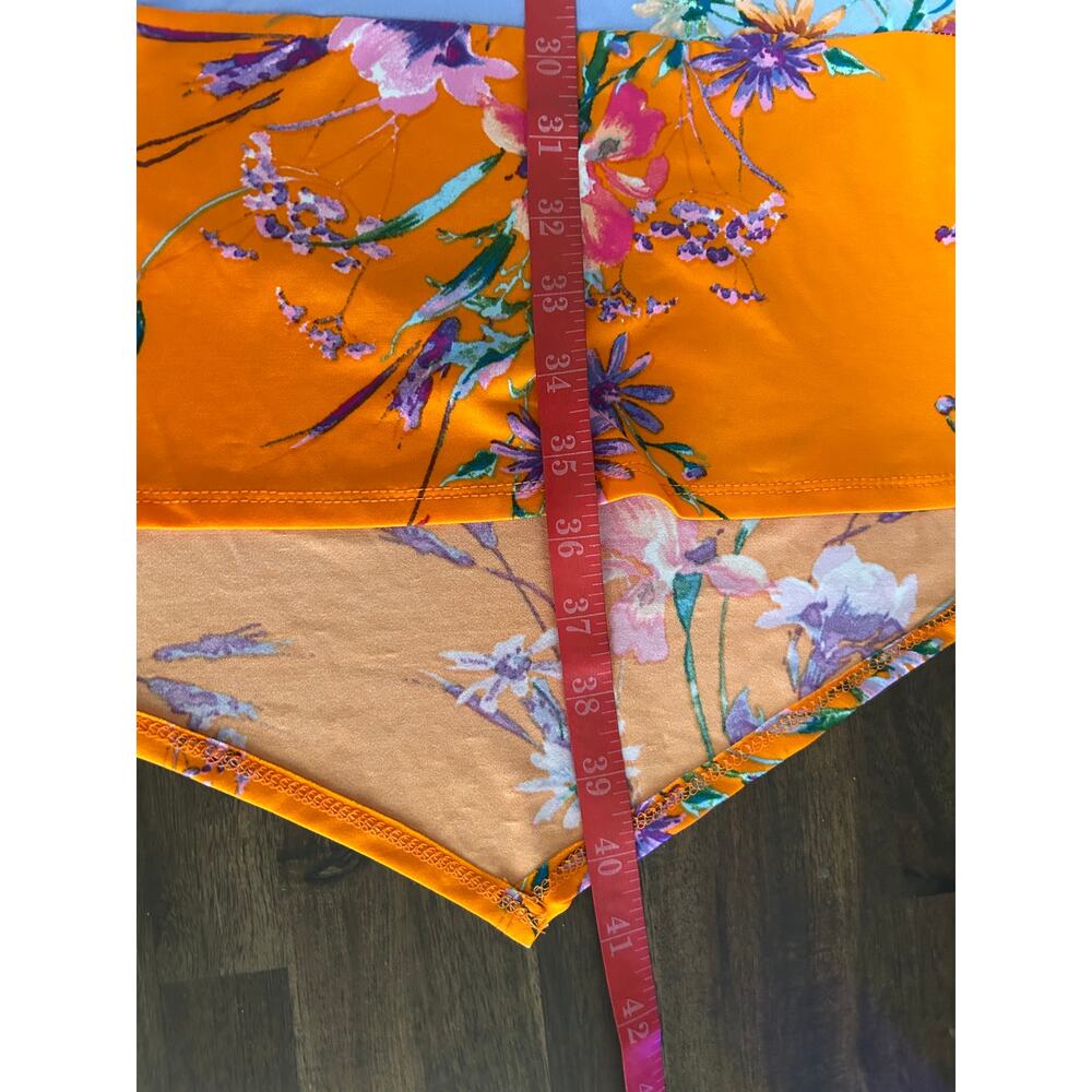NWT MSK Asymmetrical Slate Blue/Orange Floral Sleeveless Midi Shift Dress-Large - Picture 12 of 12